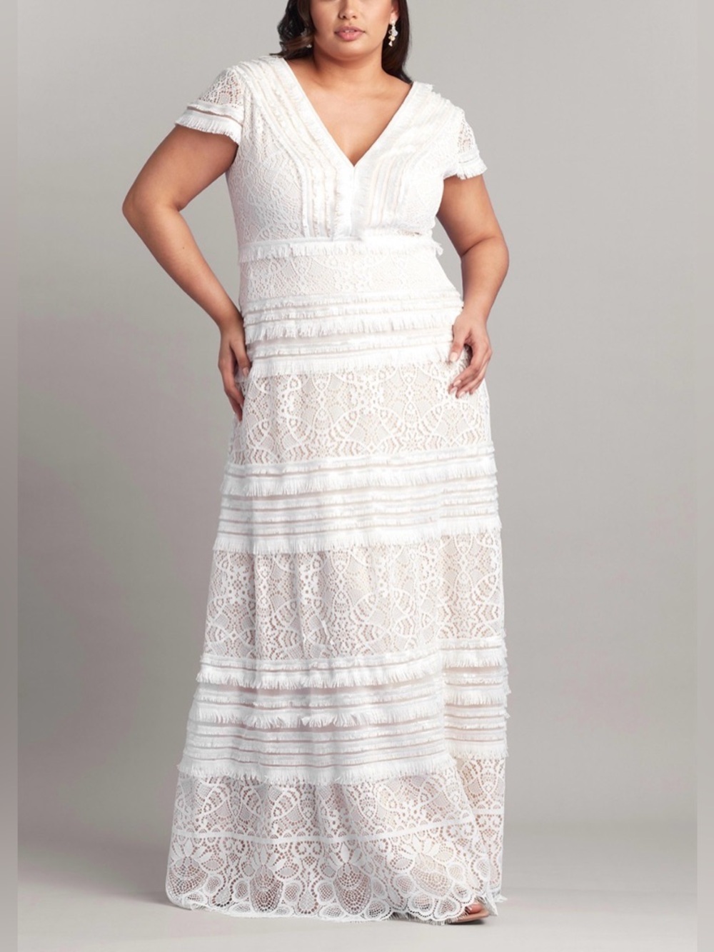 Tadashi Shoji Nisa Lace and Fringe Dress NWT Size 18